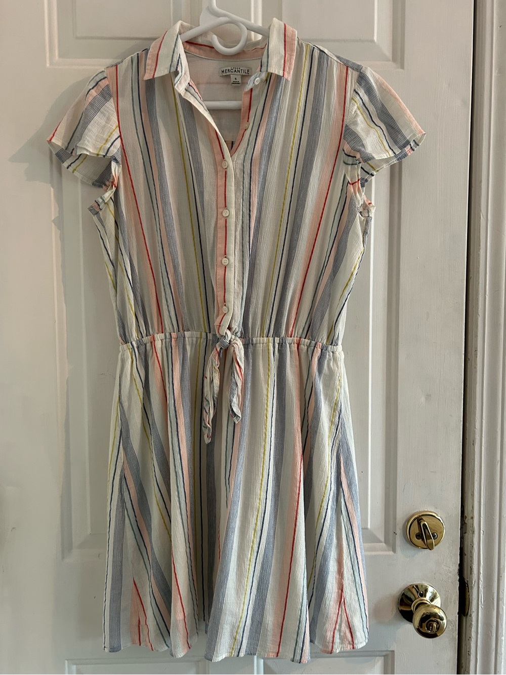 J. Crew Factory Classic Striped Tie-Waist  Dress in Blue, Red, Yellow